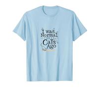 Il y a Trois Chats, j'étais Un Amoureux Amusant des Animaux T-Shirt, Homme, Bleu Céleste, M