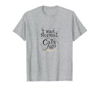 Il y a Trois Chats, j'étais Un Amoureux Amusant des Animaux T-Shirt, Homme, Gris Chiné, 3XL