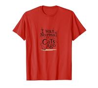 Il y a Trois Chats, j'étais Un Amoureux Amusant des Animaux T-Shirt, Homme, Rouge, 3XL