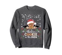 Il y a Un Biscuit dans ce Four, Noël et Grossesse, Pain d'épice Sweatshirt, Unisexe pour Adultes, Chiné Foncé, XXL