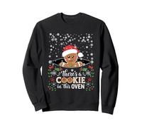 Il y a Un Biscuit dans ce Four, Noël et Grossesse, Pain d'épice Sweatshirt, Unisexe pour Adultes, Noir, XXL