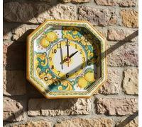 ILAB Horloge murale en céramique décorée à la main par des céramistes siciliens de Santo Stefano di Camastra limoni art 24