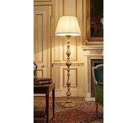 ILAB Lampadaire en bois classique or 1 lumière coll dbs 100/pt, Monta 1 ampoule e27 grand culot max 60 W, diamètre 50 cm hauteur 170 cm, lampadaire couleur feuille or