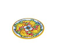 ILAB Petite assiette en céramique décorée à la main par des ceramisti siciliens de Santo Stefano de Camastra fleur rouge art 14