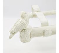 ILAISIHOME Tringle à rideaux blanche patinée de 3,8 cm de diamètre avec embouts en forme d'oiseau, double tringle à rideaux télescopique de 91 à 183 cm de largeur pour fenêtre de 61 à 172,7 cm