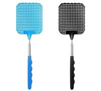ILamourCar 2 Pièces Tapette à Mouches, Lutte Antiparasitaire Manuelle,Tapette à Mouches Télescopique Poignée Télescopique Durable et Robuste pour Insectes Nuisibles, Noir + Bleu
