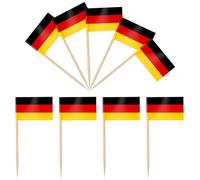 iLamvie 100 PCS Drapeau Cure-dent Allemand, Pic Drapeau Allemand pour Topper de Coupe, Cure Dent Drapeau Allemagne pour Décoration de fête, Cocktail, Fruits, Cupcakes