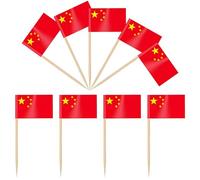 iLamvie 100 PCS Drapeau Cure-dent Chinois, Pic Drapeau Chine pour Topper de Coupe, Cure Dent Drapeau Chine pour Décoration de fête, Cocktail, Fruits, Cupcakes