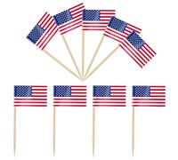 iLamvie 100 PCS Drapeau Cure-dent de USA,Pic Drapeau Americain pour Topper de Coupe,Cure Dent Drapeau Etats Unis pour Décoration de fête,Cocktail,Fruits,Cupcakes