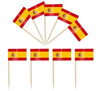 iLamvie 100 PCS Drapeau Cure-dent Espagne, Pic Drapeau Espagne pour Topper de Coupe, Cure Dent Drapeau Espagnol pour Décoration de fête, Cocktail, Fruits, Cupcakes
