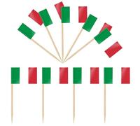 iLamvie 100 PCS Drapeau Cure-dent Italie, Pic Drapeau Italien pour Topper de Coupe, Cure Dent Drapeau Italien pour Décoration de fête, Cocktail, Fruits, Cupcakes