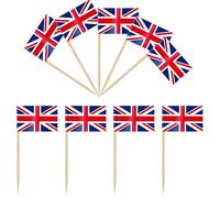 iLamvie 100 PCS Drapeau Cure-dent Royaume-Uni, Pic Drapeau Royaume-Uni pour Topper de Coupe, Cure Dent Drapeau Royaume-Uni pour Décoration de fête, Cocktail, Fruits, Cupcakes