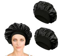 iLamvie 2 Paires Bonnet Satin Cheveux Nuit,Bonnet De Nuit Satin, Bonnet Soie Cheveux Nuit Bonnet Cheveux Nuit Pour Femmes Cheveux Longs Cheveux Bouclés(Noir)
