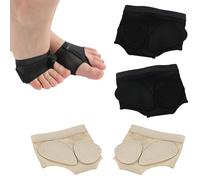iLamvie 2 Paires Coussinet Pied Antidérapant,Strings Pied Ballet Dance Orteils Pad Danse Coussinets Avant-Pied Coussinets Métatarsiens pour Danse Coussin de Pieds,Noir&Beige(L)