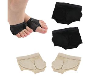 iLamvie 2 Paires Coussinet Pied Antidérapant,Strings Pied Ballet Dance Orteils Pad Danse Coussinets Avant-Pied Coussinets Métatarsiens pour Danse Coussin de Pieds,Noir&Beige(L)