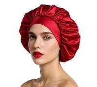 iLamvie Bonnet Satin Cheveux Nuit, Bonnet De Nuit Satin, Bonnet Soie Cheveux Nuit Bonnet Cheveux Nuit Pour Femmes Cheveux Longs Cheveux Bouclés(Rouge)