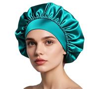 iLamvie Bonnet Satin Cheveux Nuit, Bonnet De Nuit Satin, Bonnet Soie Cheveux Nuit Bonnet Cheveux Nuit Pour Femmes Cheveux Longs Cheveux Bouclés(Trou Bleu)