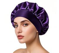 iLamvie Bonnet Satin Cheveux Nuit,Bonnet De Nuit Satin, Bonnet Soie Cheveux Nuit Bonnet Cheveux Nuit Pour Femmes Cheveux Longs Cheveux Bouclés(Violet foncé)