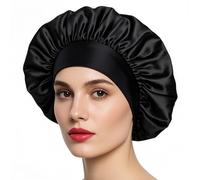iLamvie Bonnet Satin Cheveux Nuit, Bonnet De Nuit Satin, Bonnet Soie Cheveux Nuit Bonnet Cheveux Nuit Pour Femmes Cheveux Longs Cheveux Bouclés(Noir)