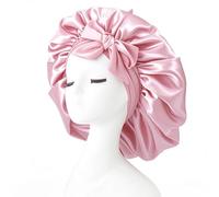 iLamvie Bonnet Satin Cheveux Nuit,Bonnet En Satin,Bonnet Soie Cheveux Nuit Bonnet Cheveux Nuit Pour Femmes Cheveux Longs Cheveux Bouclés,Large Bande Ajustable(Couleur Rose)