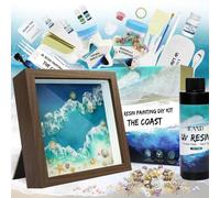iLAND Kit de bricolage pour adultes - En résine UV - Thème de la plage - Bricolage - Art océan - Idées créatives de bricolage pour adultes et femmes - Kit d'art en résine (noyer couleur noyer)