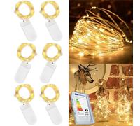 ILantule Lot de 6 Guirlandes Lumineuses à Piles,2m 20 LEDs Guirlandes Lumineuses LED,Mini Led Intérieur Decoration pour Chambre Noël bouteille(Blanc Chaud)
