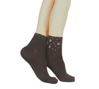 ILARY GLAM - CHAUSSURES JOIA - Élégantes et raffinées avec cristaux, perles décoratives et strass, chaussettes à la cheville en coton, Noir , 35-40