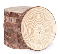 ilauke 12Pcs Rondelles de Bois Naturel, Rondin de Bois Sans Trou Diamètre 13 à 14cm Pré-percé avec Trou Cercles Tanche de Bois pour Loisirs Créatifs, Décoration Murale, Noel, Pyrograveur Bois