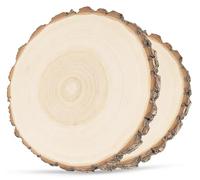 Ilauke 20-22cm Disques en Paulownia, 2 Pièces Rondes en Bois, 1.5cm d'Épaisseur, Craft Cercles en Bois avec Écorce pour Décoration, Mariage, Noël, Loisirs Créatifs