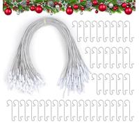 ilauke 200Pcs Ficelles pour Boules de Noël, 100 Crochet Boule de Noel+100 Cordons de Verrouillage à Pression, Crochets pour Décorations Suspendues d'arbre de Noël, Cintres d'Ornements de Noël