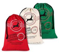 ilauke 3pcs Sac de Cadeaux de Noël avec Cordon de Serrage, Sac de Noël en Toile de Jute Naturelle Sac Santa Sack pour Cadeaux Personnalisé Père Noël pour Sac de Rangement Cadeau,70 x 50cm