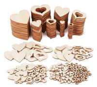 ilauke 500pcs Embellissement Coeurs Décoratifs en Bois Creux et Solide,Petit Coeur en Bois Taille Mixte pour Scrapbooking,Cadeaux Personnalisé,DIY Loisirs Créatifs,Décoration de Mariage et Fête Noël