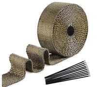 ilauke 5M*50mm Bande Thermique Echappement, Ruban Isolant Thermique en Titanium Magma avec 10 Attaches de Câble en Acier Inoxydable de Noir pour Tuyeau Collecteur Echappement Moto Thermique