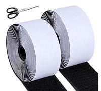 ilauke 5M ×50MM Bandes Agrippantes Adhésives Extra Stark Bande de Adhésif Autocollant, Scratch Autocollant Double Face pour l’Organisation, la Fixation, cadres photos Installation, (Noir, Ciseaux)