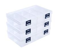 ilauke Boîte de Plastique Transparente, 3 Grande Taille Boite Rangement Plastique avec 24 Compartiments Séparateurs Réglables,Boîte de Stockage Clair pour Jouets,Bijoux,Boucles d'oreilles,Colliers