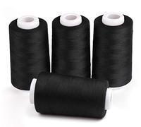 ilauke Fils à Coudre 4pcs 11000m Bobines de Fils à Coudre Fil Surjeteuse pour Couture à la Main ou à la Machine en Polyester-Noir 3000 Yards