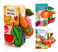 ilauke Jouet de Livre Tissu pour Bébé 0 3 6 Mois, 3Pcs Jeux Eveil Bebe avec Sons de Bruissement, Livre Suspendre Set Doux Froissé Convient pour Un Cadeau de Naissance Fille Garçon