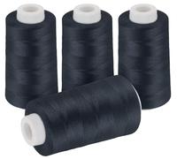 ilauke Kone Lot de 4 gros fils à coudre pour surjeteuses, 3000 yards (2743 mètres) 100 % polyester - Pour machine à coudre surjeteuse, couture à la main, matelassage, patchwork, vêtements (bleu foncé)