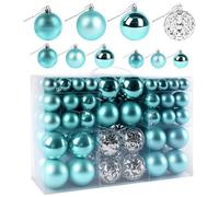 ilauke - Lot de 100 boules de Noël classiques en plastique - Bleu argenté - Décoration de sapin de Noël