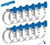 ilauke Lot de 12 colliers de serrage réglables de 32 à 50 mm en acier inoxydable avec poignée bleue pour piscine, machine à laver, tuyau d'eau, tuyau de gaz, jardin