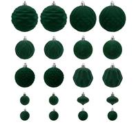 ilauke Lot de 20 boules de Noël en velours, floquées, ornements à suspendre, boules de Noël en velours, pour Noël, fête, mariage, décoration d'intérieur (vert)
