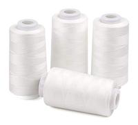 ilauke Lot de 4 bobines de fil à coudre en polyester Blanc 3000 m