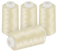 Ilauke - Lot de 4 grandes cônes de fil à coudre pour surjeteuse - 2743 m - Fil à coudre 40/2 en 100 % polyester - Pour travaux de couture à la main, surjeteuse, patchwork, habillement (Kaki clair)