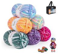 ilauke Lot de 6x50g Pelotes de Fil Crochet Tricot- Pelote Coton pour Crochet Multicolore - Laine à Tricoter Acrylique avec Réutilisable Sac Zippé pour Tshirt Yarn, Tissage, Loisirs Créatifs