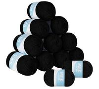 ilauke Pelotes de Laine 100% Acrylique - 12 Pelotes Noir Épaisses pour Tricot, Crochet et Projets DIY - Laine Douce et Résistante Sans Accessoires