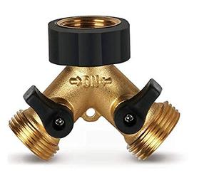 ilauke Répartiteur de Robinet 2-Voies Y-Distributeur pour Tuyaux D'Arrosage, Double Arrivee d'eau Machine a Laver Répartiteur D'Eau 3/4 Pouces pour Connexion de 2 Appareils, Laiton