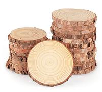 ilauke Tranche de Bois Naturel 9-10cm,16pcs Rondin de Bois Sans Trou,Disques de Bois Brut Naturel Épaisseur 10 mm pour Bricolage Pyrogravure,Décoration de Mariage,Decoration Noel Bois et Sous Verre