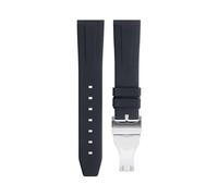 ILAZI 20mm 22mm Soft Fluororubber Watchband Wristband For TUDOR Strap 39mm Black Bay Heritage Fold Buckle Universal Accessories FKM Rubber Watchbands(Black Silver Buckle,20mm)