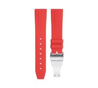 ILAZI 20mm 22mm Soft Fluororubber Watchband Wristband For TUDOR Strap 39mm Black Bay Heritage Fold Buckle Universal Accessories FKM Rubber Watchbands(Red Silver Buckle,22mm)