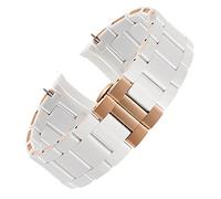 ILAZI Bande de montre en acier en caoutchouc noir en caoutchouc noir blanc pour Armani AR5905 | 5906 | 5920 | 5919 | 5859 Femmes 20 mm Man 23 mm Bracelet de bracele(White rose gold,23mm)